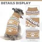 KOOLTAIL Cable Knit Dog Sweater Turtleneck, Cold Weather Pullover Classic Knitwear, Cute Paws Pattern Thick Warm Winter Pet Clothes, Dog Christmas Sweater for Small Medium Large Dogs Cats, Khaki M