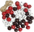 Pack of 51 Small Bells for Crafts, 1 Inch Jingle Bells Little Bells for Crafting Dog Training Doorbell Cat Collar Christmas Tree Wedding Decorations (Red White Brown)