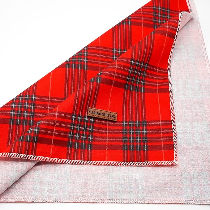 Elegant Little Tail Christmas Bandana for Small Medium Large Soft Dogs - Washable Square Dog Scarf Adjustable Kerchief in Holiday Girl Boy Colors