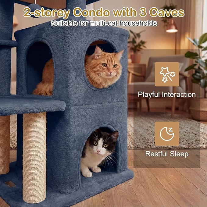 DORTALA Cat Tree for Indoor Cats, 33.5" Cat Tower with 2-Storey Condo, Top Perch, Sisal Scratching Posts, Dangling Ball, Platform, Multi-Level Pet Climbing Furniture Activity Center (Dark Grey)