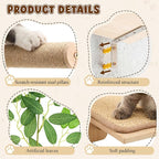 Novabright 3 Pcs Cat Wall Shelves Set, Double-Layer Platform Cat Wall Furniture & 2 Wood Scratching Steps, Wall-Mounted Space-Saving Climbing System for Indoor Kitty, Easy Install