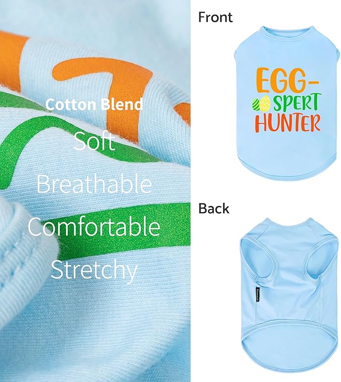 Fitwarm Egg-spert Hunter Dog Easter Outfit, Summer Clothes for Small Dogs Boy Girl, Pet Outfit, Blue, Red, Green, Orange, XXL