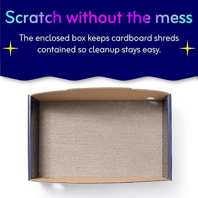 UFO Cat Scratcher Box for Indoor Cats, Extra Large 20" Cardboard Scratcher House with Reversible Pad, Enclosed Cat Lounge for Large Cats, 20 x 12 x 6 in