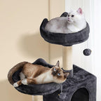 Topeakmart 62.2 inches Cat Tree, Cat Tower w/Double Condos, Scratching Posts & Hammock, Cat Activity Tree Kitten Play House, Black