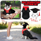 5 Pcs Dog Graduation Costume Set Include 2026 Pet Graduation Gown with Stole Puppy Grad Cap Lensless Glasses DIY Letter Stickers for Dogs Cats Holiday Costume Accessory(Black Red,L)