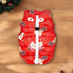 Idepet Pet Dog Cat Coat with Leash Anchor Color Patchwork Padded Puppy Vest Jacket Teddy Chihuahua Costumes Pug Cloth XS S M L(X-Large,Red-Santa&Reindeer)