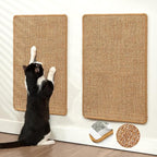 Cat Scratcher Mat,Sisal Cat Scratch Pad with Hook&Loop Tape,Wall Floor Kitten Scratching Pads Rug for Indoor,Furniture Protector for Couch&Carpets&Sofas,Kitty Bithday Gifts,Medium,Brown,2 Pack