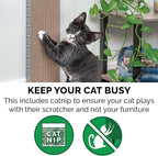 Furhaven 2-Pack Scratching Boards w/ Catnip & Wall-Mounting Hooks for Indoor Cats, Reversible - Wall-Mounted Corrugated Cat Scratchers - Seaglass, Standard/2-Pack