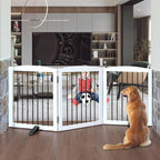 Freestanding Panel Dog Gate for Indoor, Doorways,Stairs, or Hallways,Foldable Wooden Dog Fence for House,Pet Gate for Dogs, Puppy Gate,Support Feet Included,24 "Height-3 Panels,White