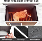 43.3'' Large Heated Outdoor Dog House Weatherproof with Anti-bite Metal Frame, Insulated Dog Kennel with Heating Pad for Outside, Dog Shelter for Small to Large Dogs (Light Brown)