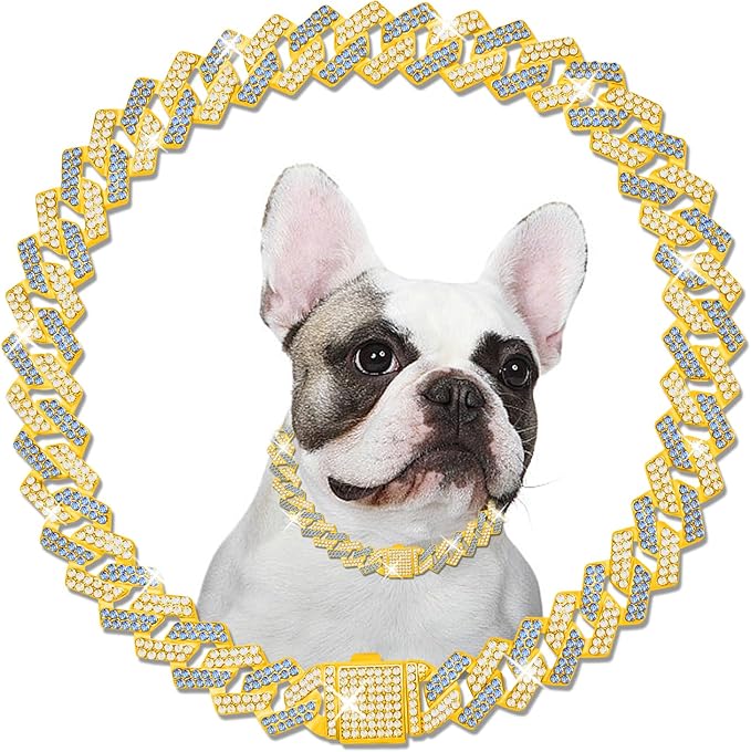 Metal Diamond Dog Chain Dog Training Chain with Secure Buckle Pet Collars for Large Medium Dogs