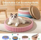 Cat Scratch Pad, Cat Scratcher Cardboard & Cat Scratching Pads - Round Cat Scratcher Refill (6pcs), 10 Inch Diameter 7/8 Inch Thick cat scratchers for Indoor Cats (1 Pack Round)