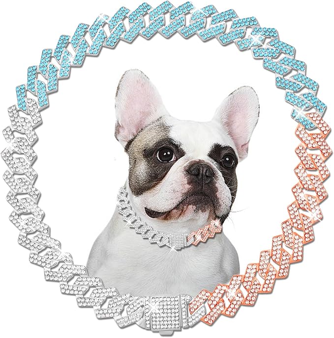 Metal Diamond Dog Chain Dog Training Chain with Secure Buckle Pet Collars for Large Medium Dogs