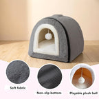 Cat Bed for Indoor Cats，Foldable cat cave，Anti-Slip & Water-Resistant Bottom，cat Houses for Indoor Cats or Small Dogs, Kitten Tent, Rabbit Bed，2 in 1 pet Bed (Dark Grey)