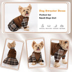Dog Sweater Dog Clothes for Small Dogs Boy Girl Fall Puppy Dress Warm Fleece Chihuahua Yorkie Teacup Doggie Sweaters Dresses Doggy Sweater for Small Dogs Girl Cat Outfit, Brown, XXS