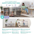 Regalo Safety 192" Super Wide Baby Gate & Play Yard, 2-in-1 Convertible Extra Wide Safety Barrier, Hardware Mounted for Toddlers & Pets, Tested & Safe for 30 Years, American Designed & Owned, Black