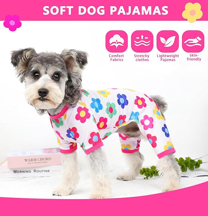 Dog Pajamas Spring Summer Dog Clothes for Small Medium Dogs Girl Boy Cute Soft Puppy Pjs Clothes Doggie Onesies Cat Pet Jammies Outfit (Rose,2XL)