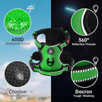 NESTROAD Dog Harness, Adjustable Oxford Harness with Leash, Reflective No-Choke Pet Vest with Easy Control Handle (M, Fluorescent Green)