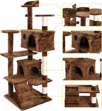 53 inches Heavy Duty Multi-Level Cat Tree Tower with Condo Furniture & Scratching Posts for Kittens Play Rest (Brown)