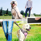 WINSEE Pet Harness Collar and Leash Set, All-in-one Reflective Dog Harness No Pull with Adjustable Buckles for Puppies, Small, Medium, Large, and Extra-Large Dogs (Large, Pink)
