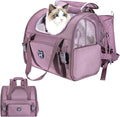 Lollimeow Expandable Cat Carrier Backpack for Large Cats - Airline Approved Pet Carrier Backpack for Small Dogs, Hiking & Travel, Waterproof with Breathable Mesh, 22lbs Capacity (Plum, Large)