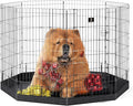 PJYuCien Dog Playpen with Bottom Pad - Metal Foldable Exercise Pen, 8 Panels 42" H x 24" W Indoor Outdoor Pet Fence Puppy Crate Kennel, Black