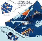 Fall Dog Bandana - Hello Fall Autumn and Pumpkin Truck - Printed Thanksgiving Holiday Pet Bandana Snap Button Triangle Scarf, Navy, Small and Medium Breed, 5-30lbs