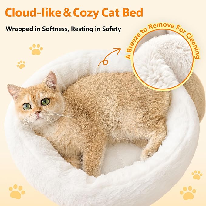 Modern Cat Tree for Indoor Cats Large Adult, 36in H Cat Tree Tower with Scratching Posts, Cozy Cat Bed Cave, Washable Cushions, Dangling Balls, Play&Nap Cat House Condo for All Breeds, Gray