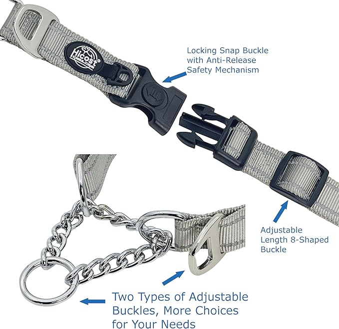Martingale Dog Collar, Trainer Approved Limited Slip Collar with Heavy Duty Buckle, Training Adjustable Walking Training Dog Collars with Quick Release Buckle (Orange, L)