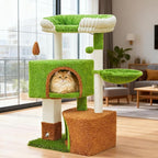42-inch Cat Tree Features with Two Large Cat Houses, A Cozy Hammock, Sisal Rope and Oversized Platform (Green)