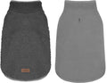 cyeollo Small Dog Coat, Sherpa Dog Winter Coat Reversible Warm Fleece Dogs Jackets Sweater Vest for Small Dogs Male with Leash Hole, Soft Cold Weather Pet Clothes, Dark Grey L