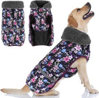 Doglay Dog Coat, Waterproof Dog Jacket Pet Winter Coat for Cold Weather with Thicken Furry Collar, Reflective Puppy Winter Jacket Warm Fleece Lining for Small Medium Large Pets