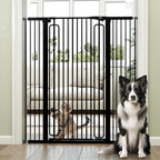 keny 51" Extra Tall Pet Gate, 29.7"-46" Wide Adjustable Cat Gate for Doorway, Hallway, Stairs, Auto-Close & Pressure Mounted, No Drilling, Black