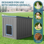 NUNU LAB Outdoor Cat House – Weatherproof & UV Resistant PP Material Shelter with Sloped Asphalt Roof, Durable Cat Condo for Garden, Patio, and Backyard (Blue, Large)