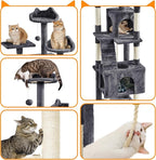 Topeakmart 72in Cat Tree for Indoor Cats, Multi-Level Climbing Tower with Scratching Posts, 3 Perches, Pet Furniture Activity Center Play House