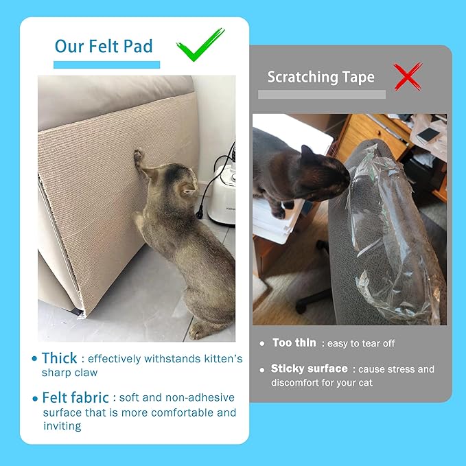 Self Adhesive Cat Scratch Mat to Protect Furniture,16 x 78 in, Couch Protector from Cat Claws Scratching (Beige)