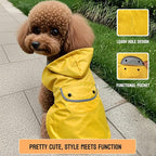 Dog Raincoat Dogs Rain Jacket Reflective Poncho Rainwear Waterproof Pet Clothes Winter Warm Lined Pocket Hooded Leash Hole Adjustable Medium Dogs,Yellow,XXXL,Back Length 20.0 Inch