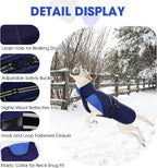 Nanaki Large Dog Coat Rainproof-Warm Giant Breed Dog Jacket With Leash Hole, Fleece Lining Reflective Great Dane Winter Coat Doberman Jacket For Cold Weather Outdoor Walking Hunting, Camping, Blue 3XL