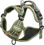 HEELE Dog Harness, No Pull Adjustable Padded Reflective Harness for Small Medium Large Dogs with Handle for Walking Training, Camo Green, XL