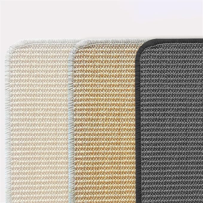 Cat Scratcher Mat Natural Sisal Cat Scratching Pads with Self-Adhesive Horizontal Floor Rug for Indoor Cats Grinding Claws Nails, White, 6" x 6"
