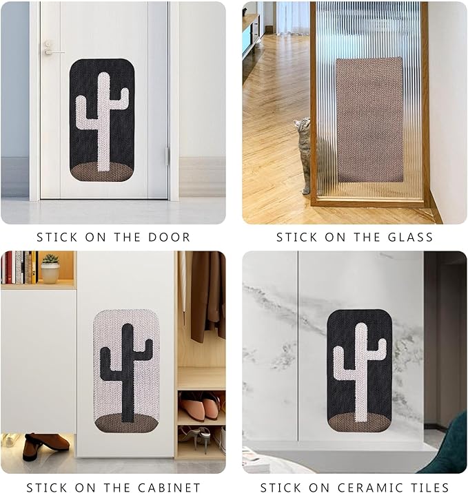 4 Pcs Cat Scratcher Wall Mounted Scratch Pad +Cat Scratcher Box Door Cat Nail File Scratcher for wall Modern Cute Cardboard Vertical Cat Scratching Post, Furniture Protector