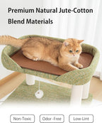 Cat Tree Tower 37.4'' (95 cm) with Scratching Posts,Multi-Level Cat Tree Tower with Wide Shelves for Senior Friendly Baby/Large Cats, Scratching Posts(Olive Green)