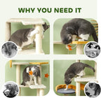 PawHut Cat Tower, 63 Inch Tree for Large Adult Indoor Cats with Scratching Post, Hammock, Condo, Bed, Scratching Board & Toys, Moon and Star Themed Cat Tree Tower, Beige