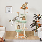 Yaheetech 57.5in Cat Tree Tower, Multi-Functional Activity Center w/Cat Paw-Shaped Platform, Scratching Posts, 2 Condos and Dangling Balls for Indoor Cats to Relax