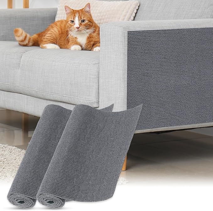 uxcell Self-Adhesive Cat Scratching Mat, 2 Roll 39.4" x 11.8" Couch Protector from Cat Claws for DIY Sofa, Wall, Doors, Cut Anti Cat Scratch Pad Carpet Mat, Dark Gray