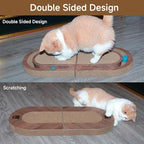Cat Scratcher, 26 Inch Cat Scratching Post, Foldable L Shape Cat Scratch Pad with Ball Toy, Interactive Cat Toys for Indoor Cats