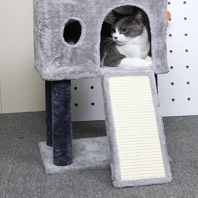 Cat Tree for Indoor Cats, Cat Tower with Scratching Post, Modern Activity House for Large Cats, Condo with Board, Kittens Cave