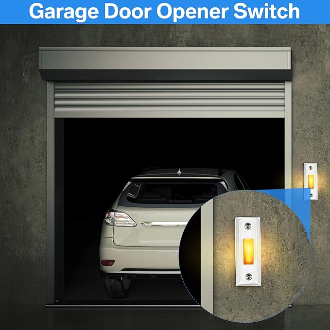 Dreyoo Metal Doorbell Push Button, Heavy Duty Metal Door Bell Wired Button LED Lighted Wall Mounted Doorbell Push Buttons for Home, Universal Garage Door Opener Switch Property in Copyright(White)
