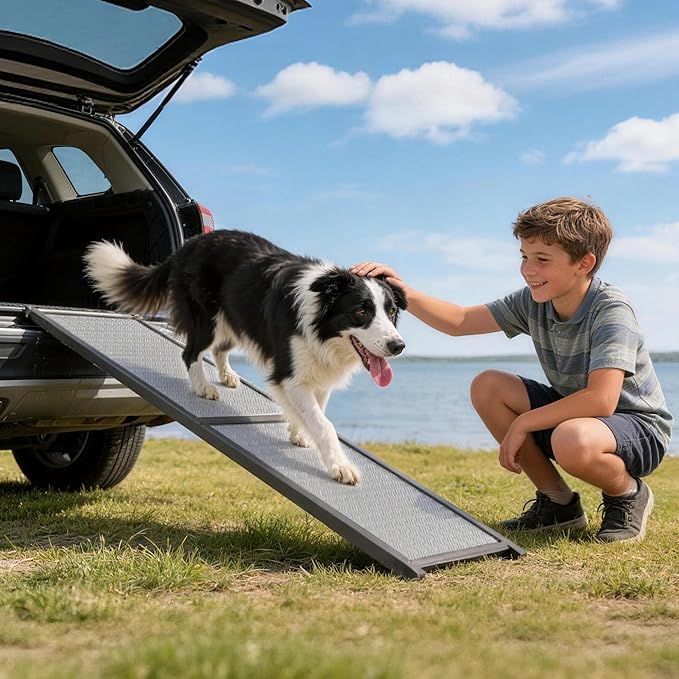 Large Dog Ramp for Car, SUV & Truck – Joint & Spine Relief, Anti-Slip Surface, Heavy-Duty, Stable, Up to 100 lbs