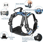 WINSEE Dog Harness No Pull, Pet Harnesses with Dog Collar, Adjustable Reflective Oxford Outdoor Vest, Front/Back Leash Clips for Small, Medium, Large, Extra Large Dogs, Easy Control Handle for Walking